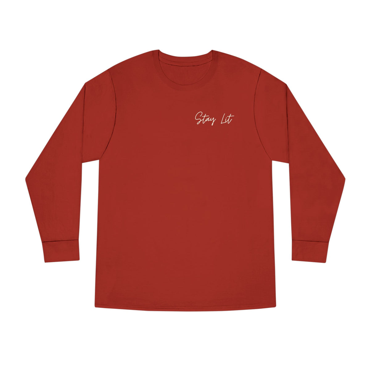Stay Lit Long Sleeve Tee — Minimal Script Graphic Crewneck