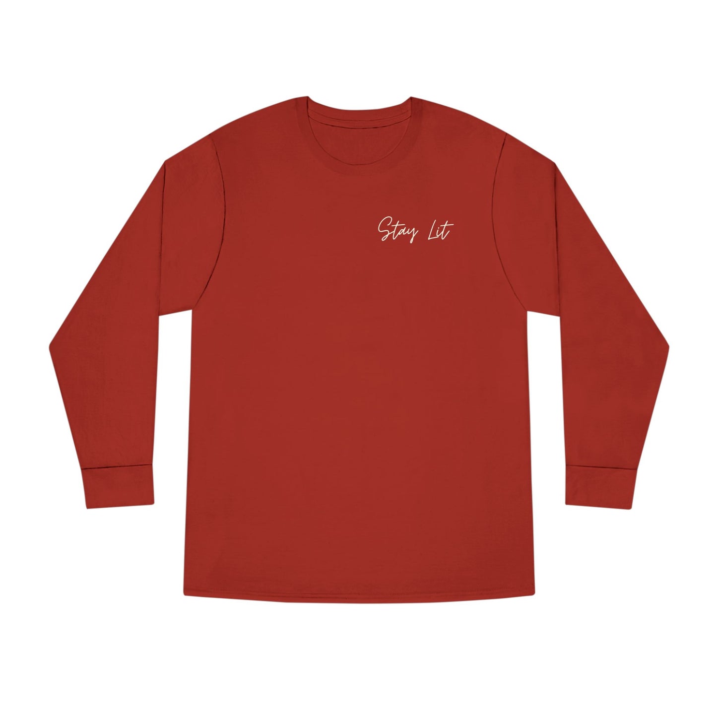 Stay Lit Long Sleeve Tee — Minimal Script Graphic Crewneck