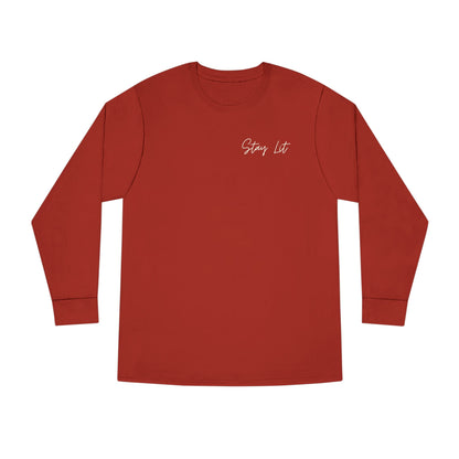 Stay Lit Long Sleeve Tee — Minimal Script Graphic Crewneck