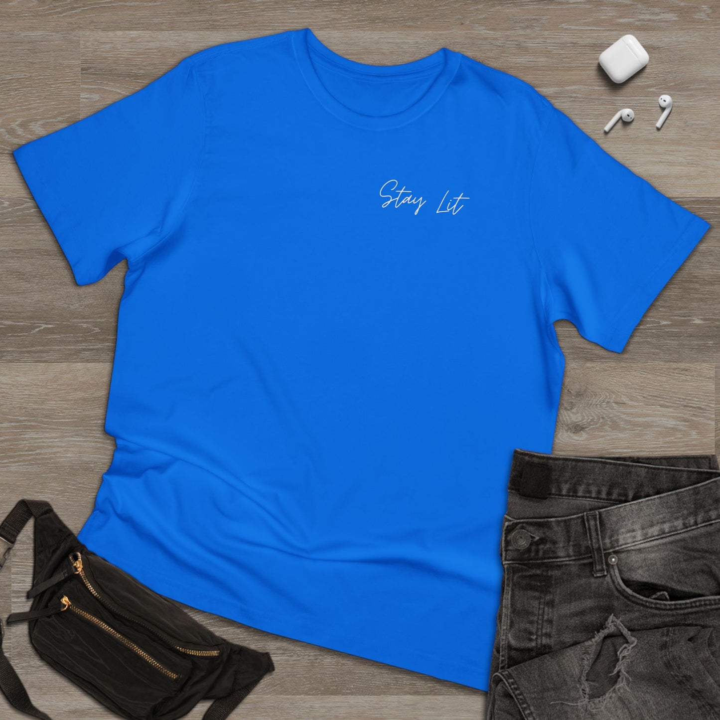 Hustle Hard Graphic T-Shirt — "Stay Lit" Chest Script
