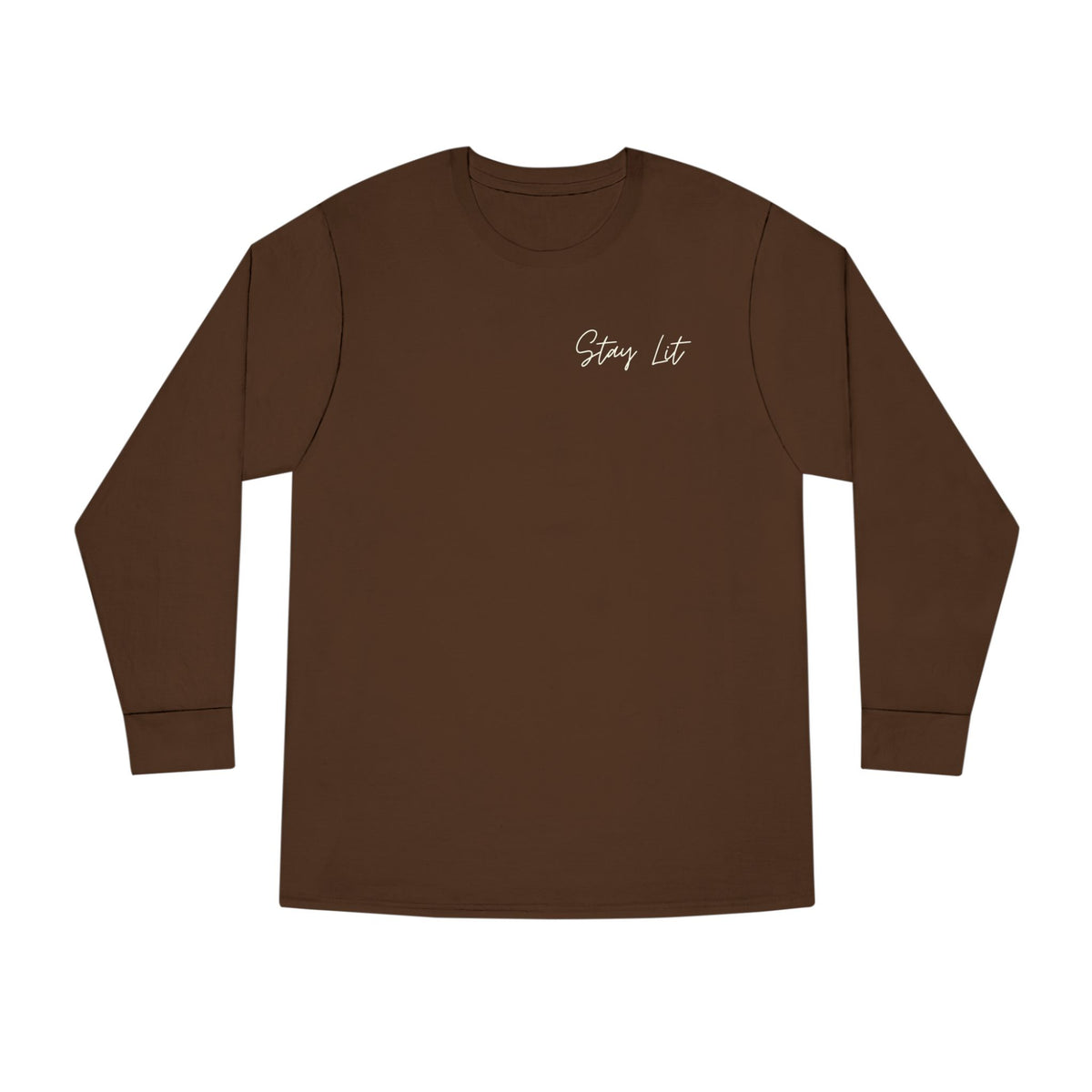 Stay Lit Long Sleeve Tee — Minimal Script Graphic Crewneck