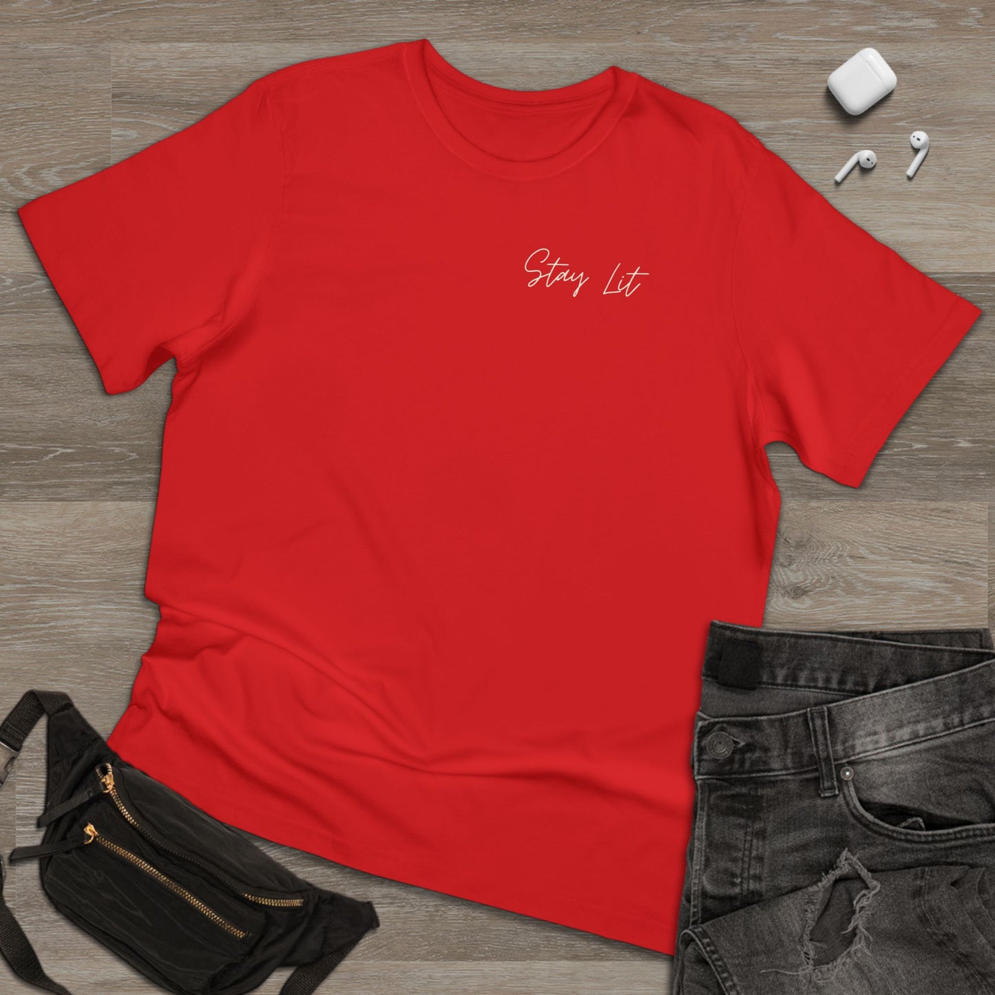 Hustle Hard Graphic T-Shirt — "Stay Lit" Chest Script
