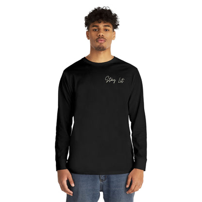 Stay Lit Long Sleeve Tee — Minimal Script Graphic Crewneck