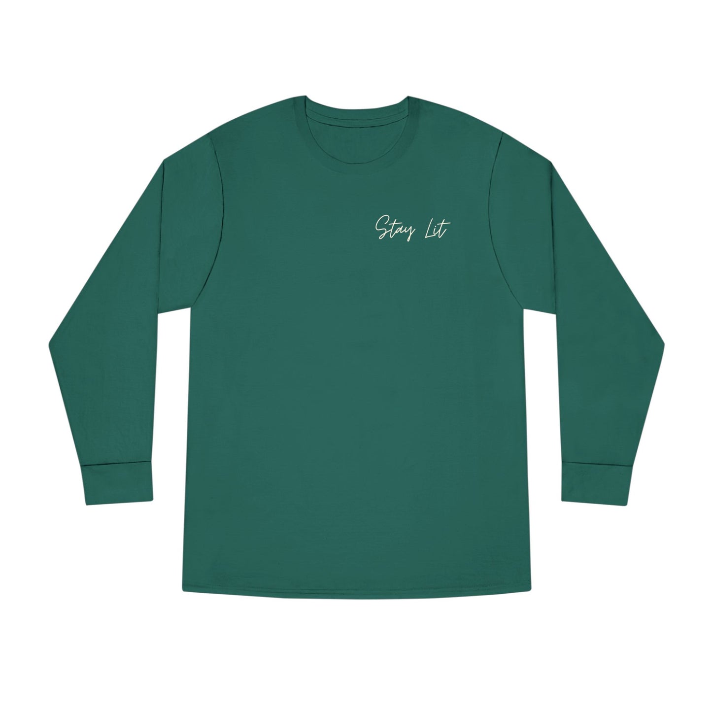 Stay Lit Long Sleeve Tee — Minimal Script Graphic Crewneck