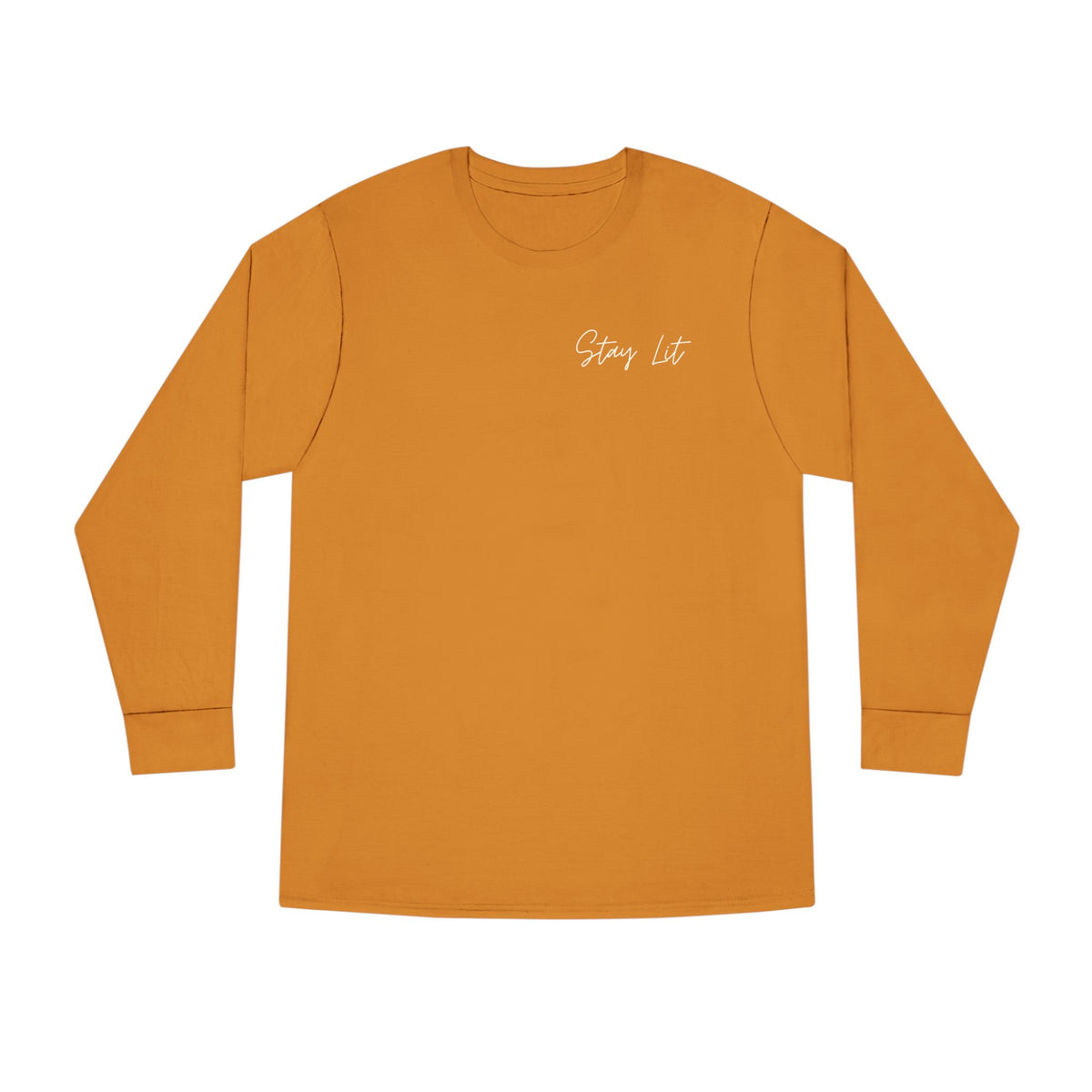 Stay Lit Long Sleeve Tee — Minimal Script Graphic Crewneck