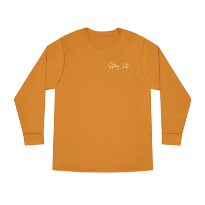 Stay Lit Long Sleeve Tee — Minimal Script Graphic Crewneck