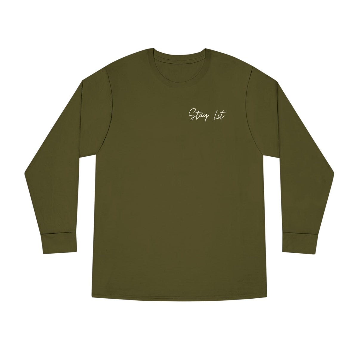 Stay Lit Long Sleeve Tee — Minimal Script Graphic Crewneck