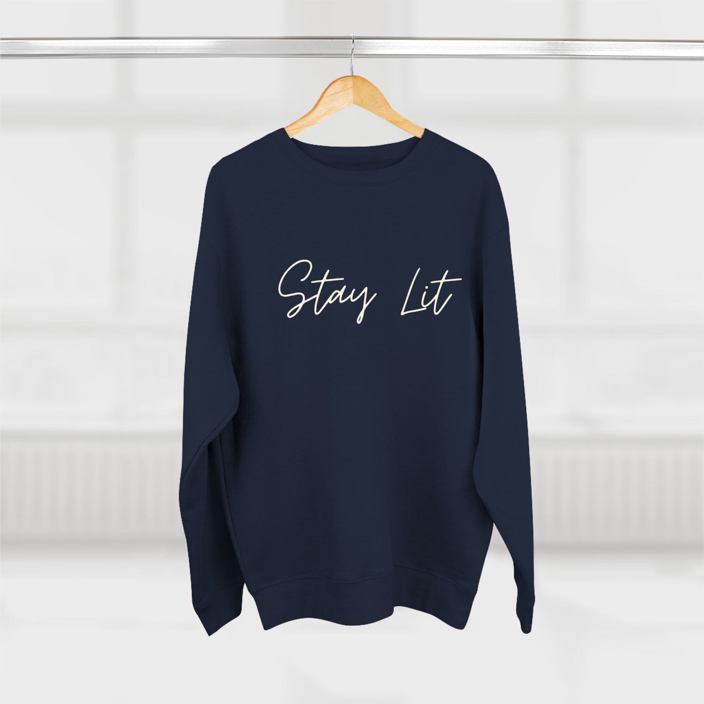 Stay Lit Crewneck Sweatshirt — Cozy Minimal Script Pullover