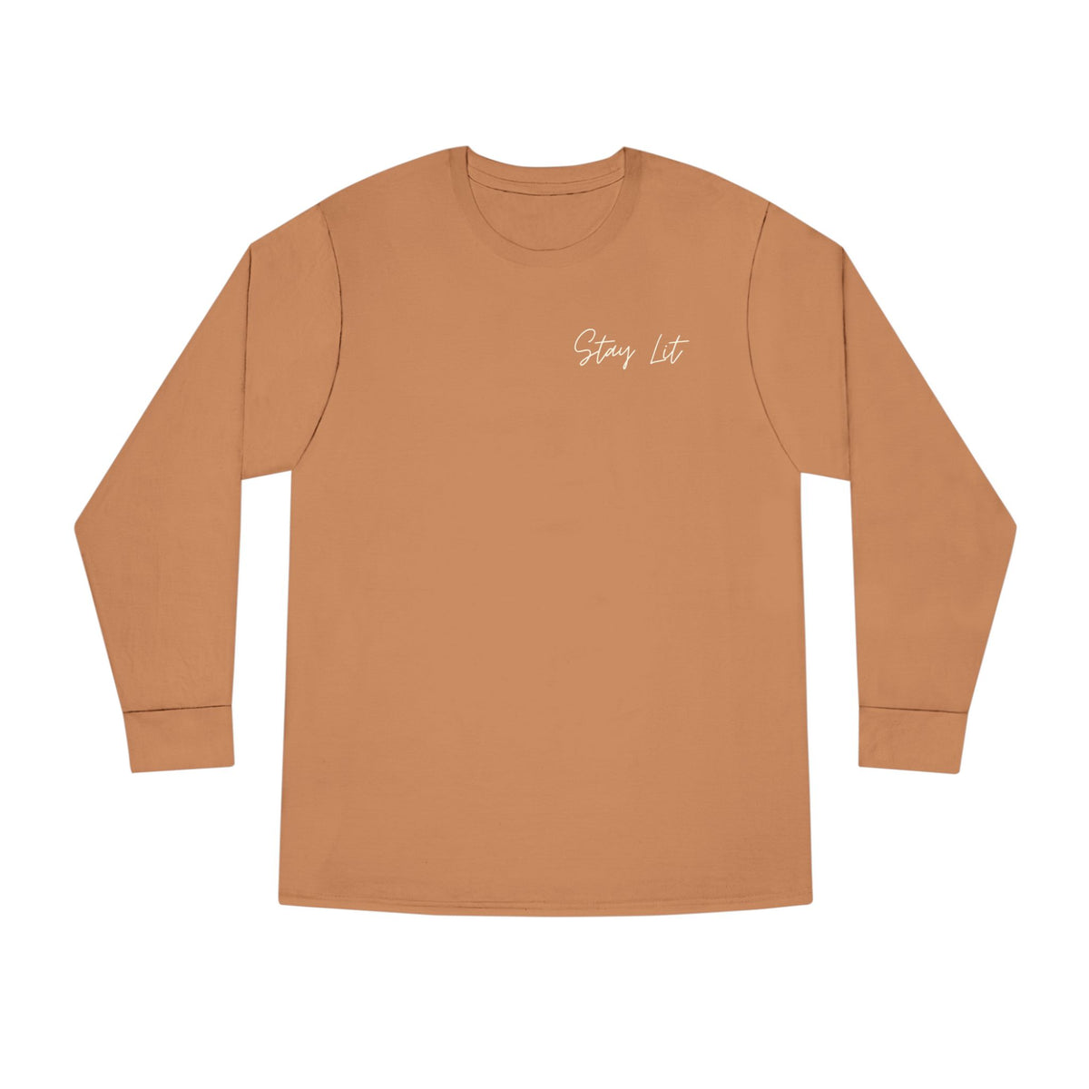 Stay Lit Long Sleeve Tee — Minimal Script Graphic Crewneck