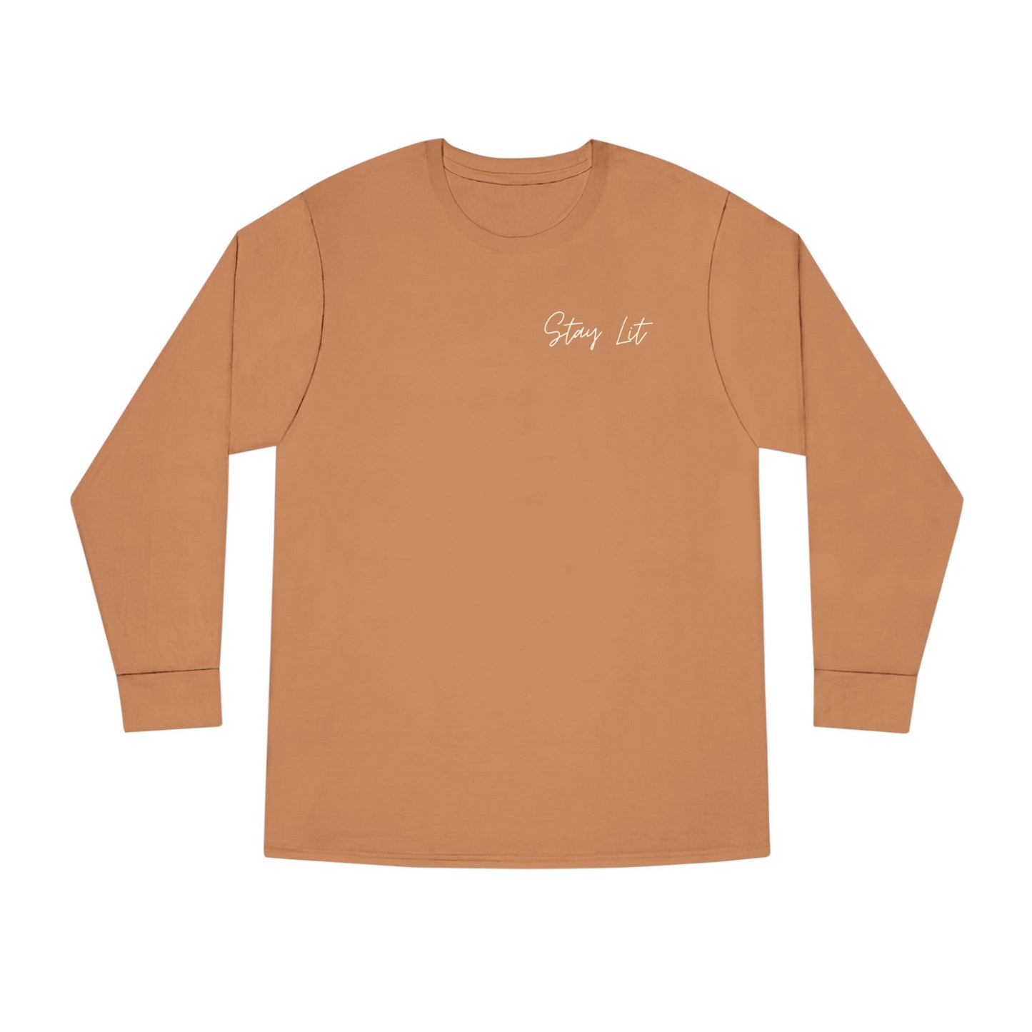 Stay Lit Long Sleeve Tee — Minimal Script Graphic Crewneck