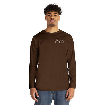 Stay Lit Long Sleeve Tee — Minimal Script Graphic Crewneck