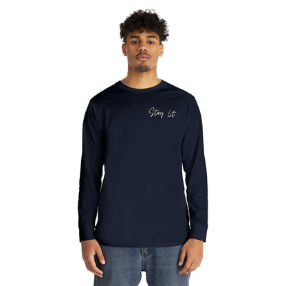 Stay Lit Long Sleeve Tee — Minimal Script Graphic Crewneck
