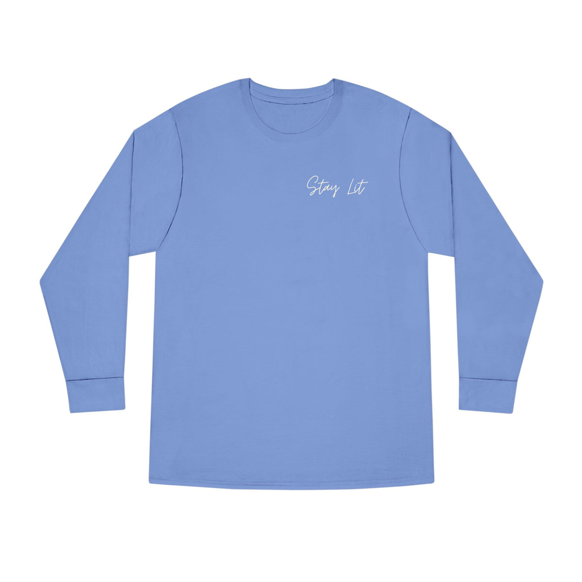 Stay Lit Long Sleeve Tee — Minimal Script Graphic Crewneck