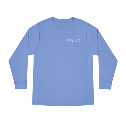 Stay Lit Long Sleeve Tee — Minimal Script Graphic Crewneck