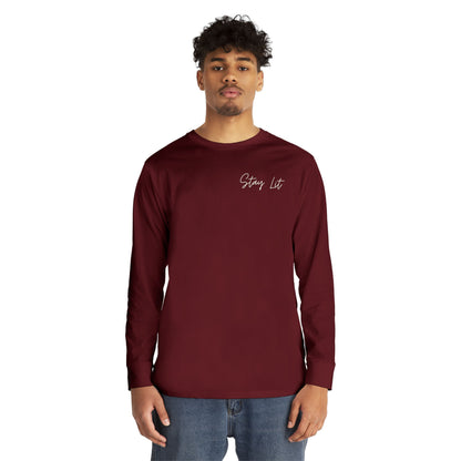 Stay Lit Long Sleeve Tee — Minimal Script Graphic Crewneck