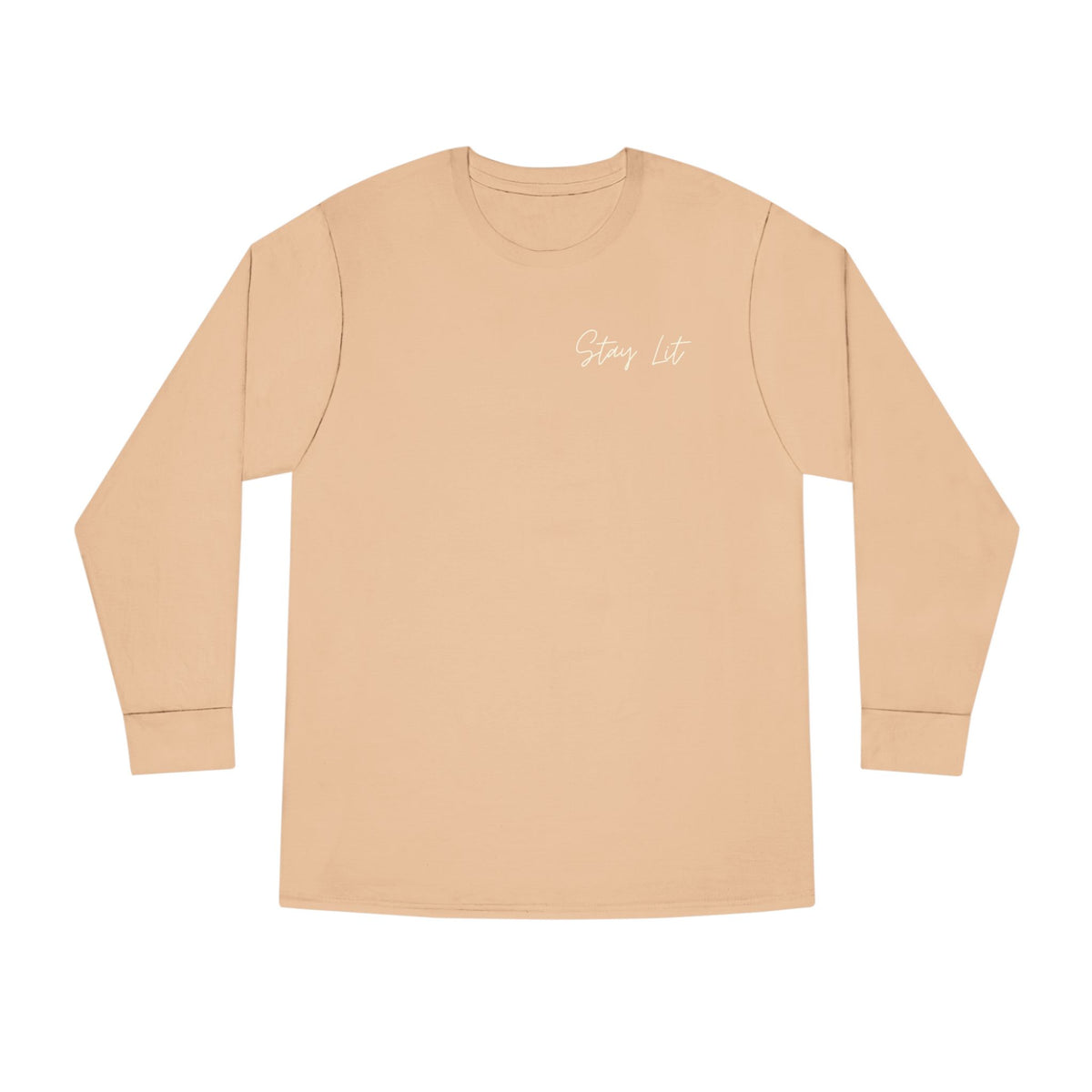 Stay Lit Long Sleeve Tee — Minimal Script Graphic Crewneck