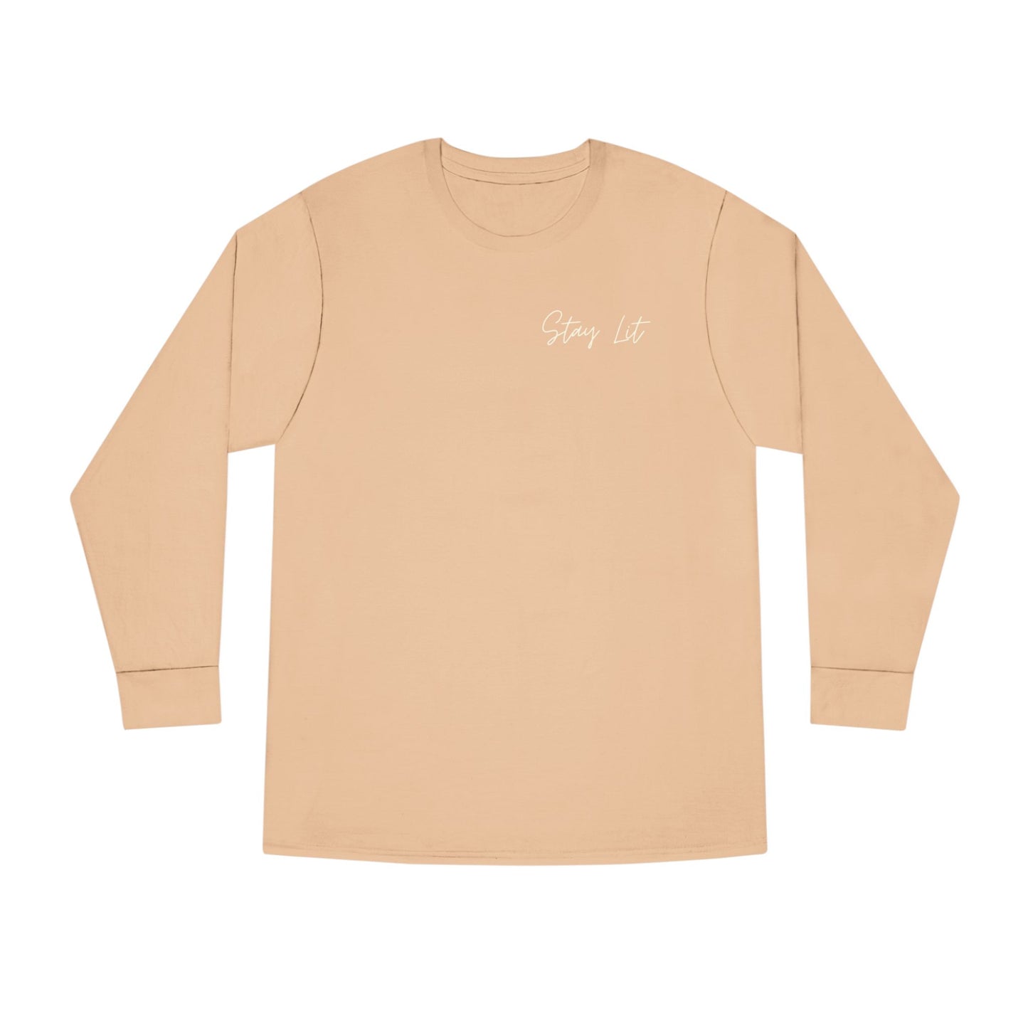 Stay Lit Long Sleeve Tee — Minimal Script Graphic Crewneck