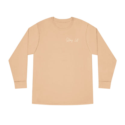 Stay Lit Long Sleeve Tee — Minimal Script Graphic Crewneck