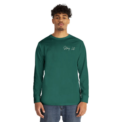 Stay Lit Long Sleeve Tee — Minimal Script Graphic Crewneck