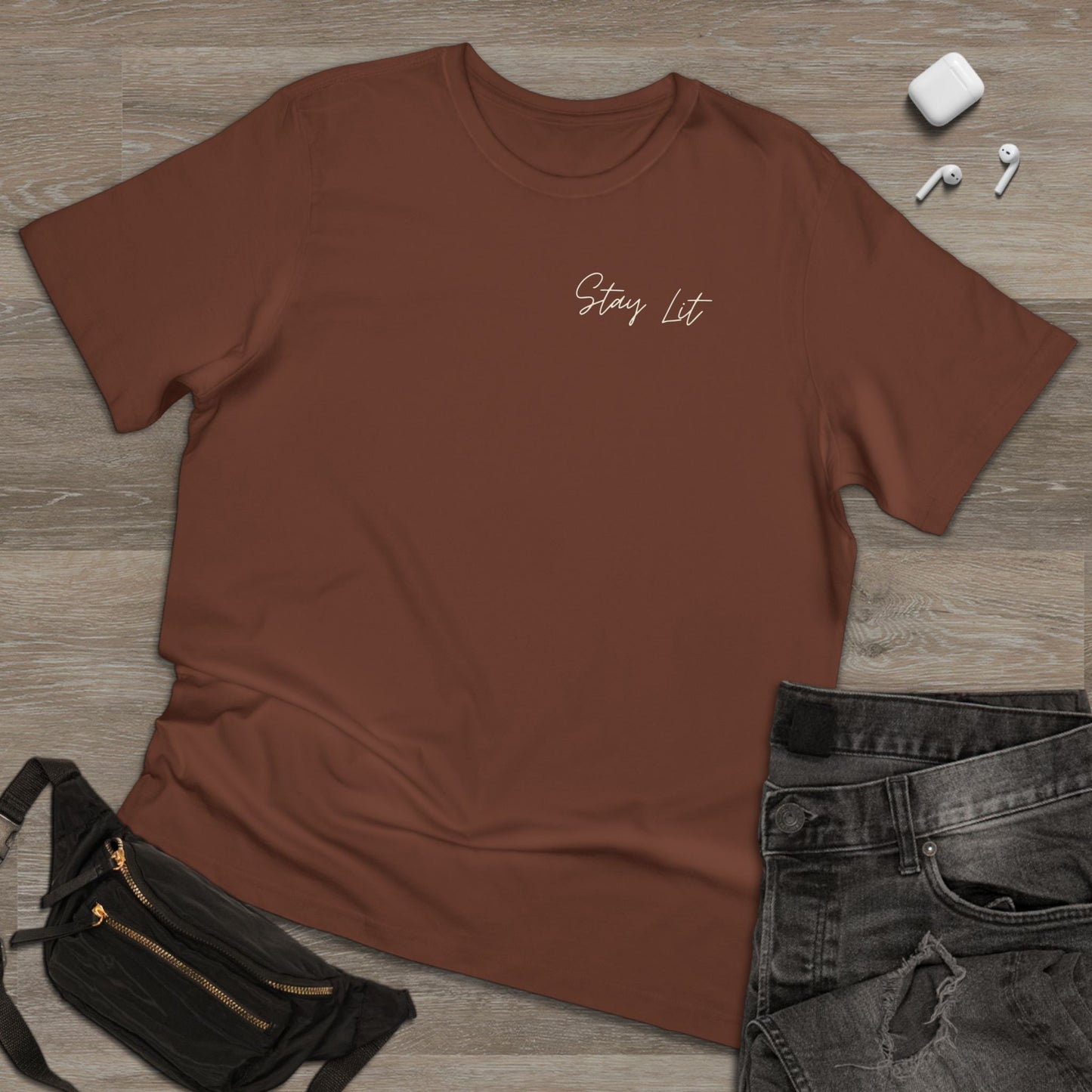 Hustle Hard Graphic T-Shirt — "Stay Lit" Chest Script