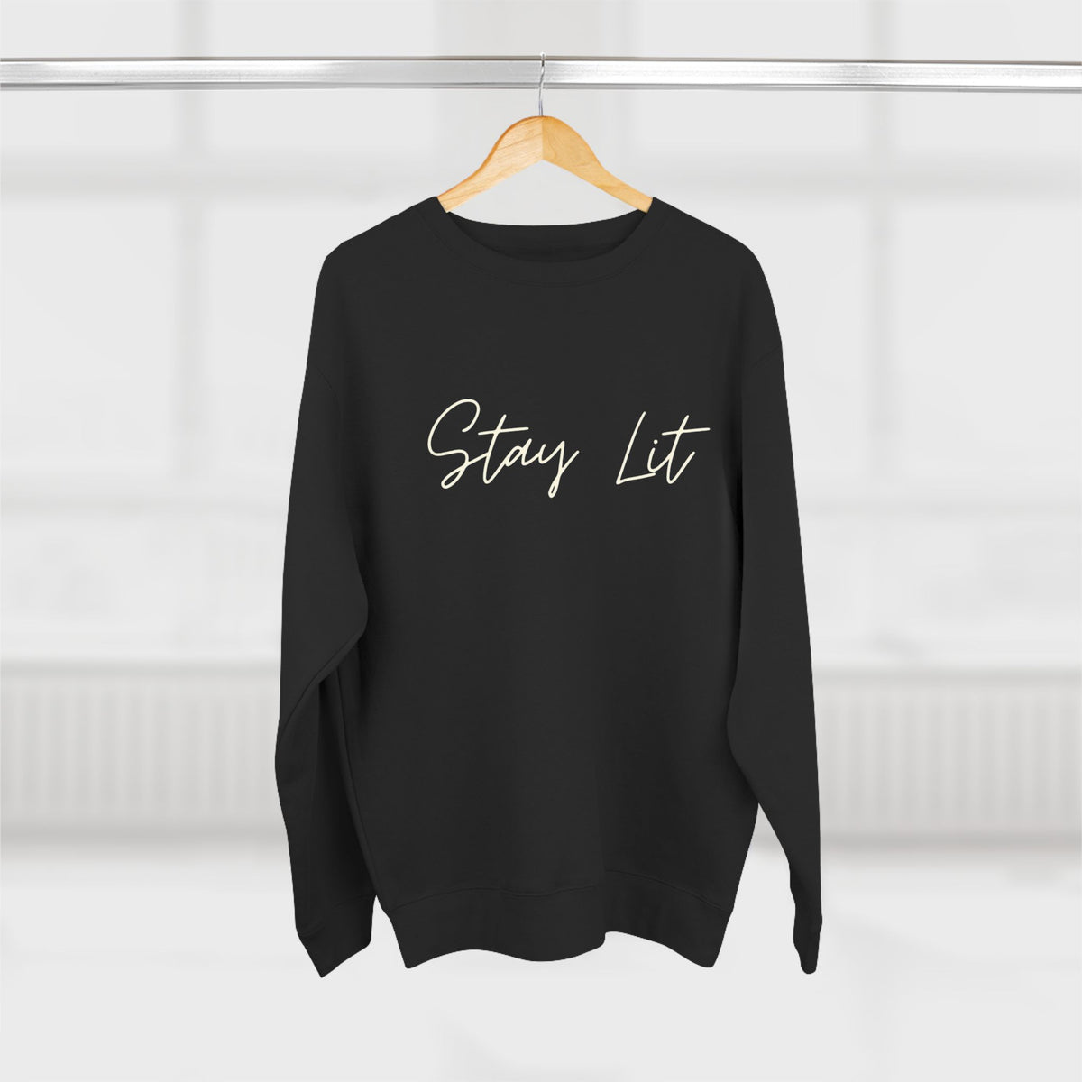 Stay Lit Crewneck Sweatshirt — Cozy Minimal Script Pullover
