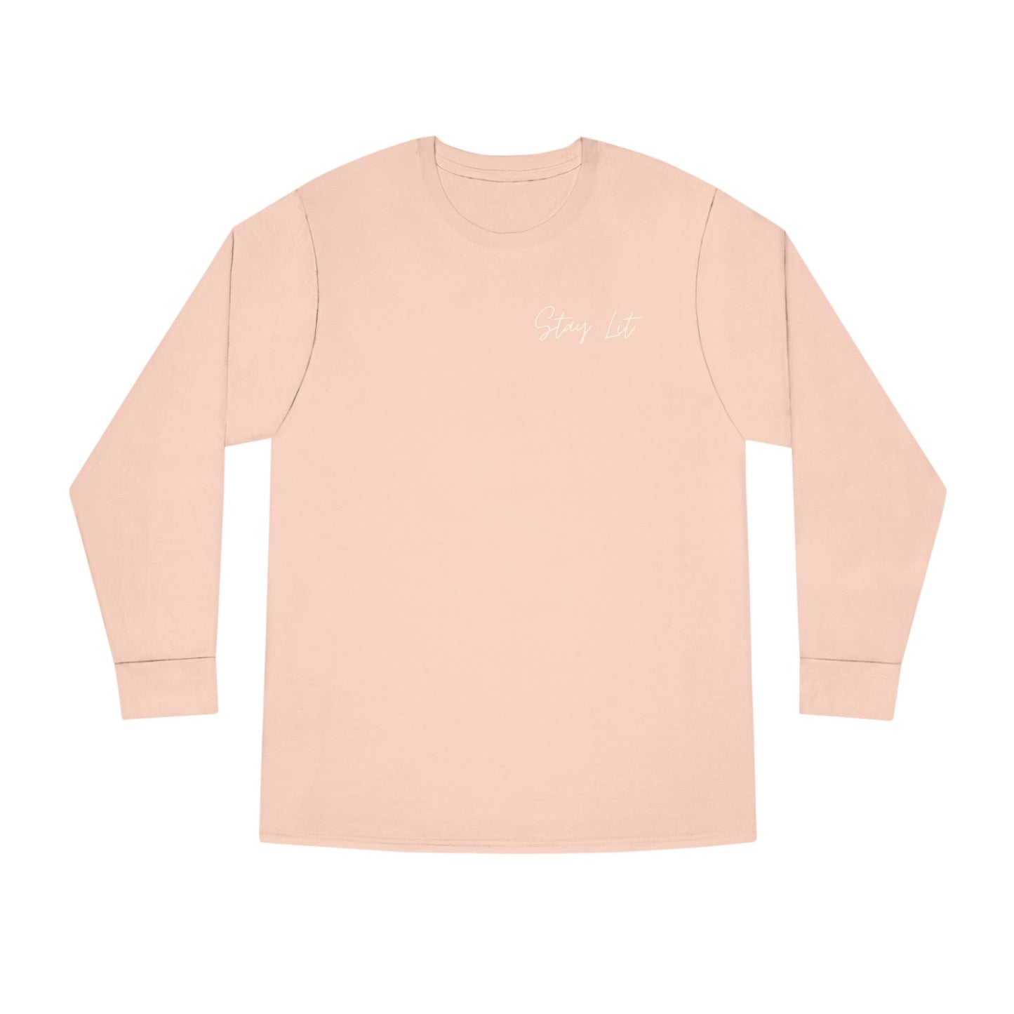 Stay Lit Long Sleeve Tee — Minimal Script Graphic Crewneck