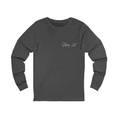 Stay Lit Long Sleeve Tee — Minimal Script Chest Graphic
